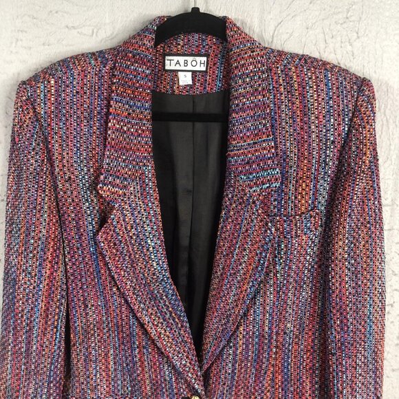 Taboh Blazer Womens Small Silk Textured Woven Single Button Jacket Made in USA - Picture 2 of 15